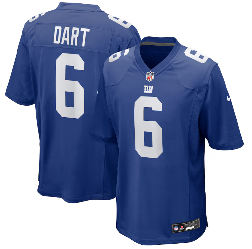 Men Nike New York Giants #6 Jaxson Dart blue New York Giants 2025 NFL Draft First Round Pick Game Jersey->new york giants->NFL Jersey